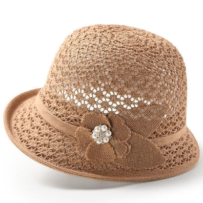 👒Pălărie de soare elegantă, cu design împletit ajurat, oferă protecție puternică împotriva razelor solare.
