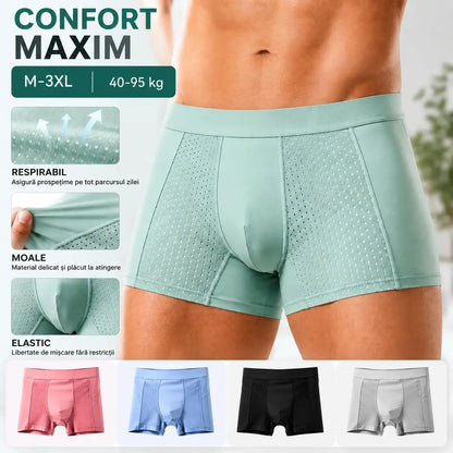 💥👍【Cumperi 3, primești 3 GRATIS】【L–4XL】Boxeri bărbătești din plasă respirabilă Ice Silk