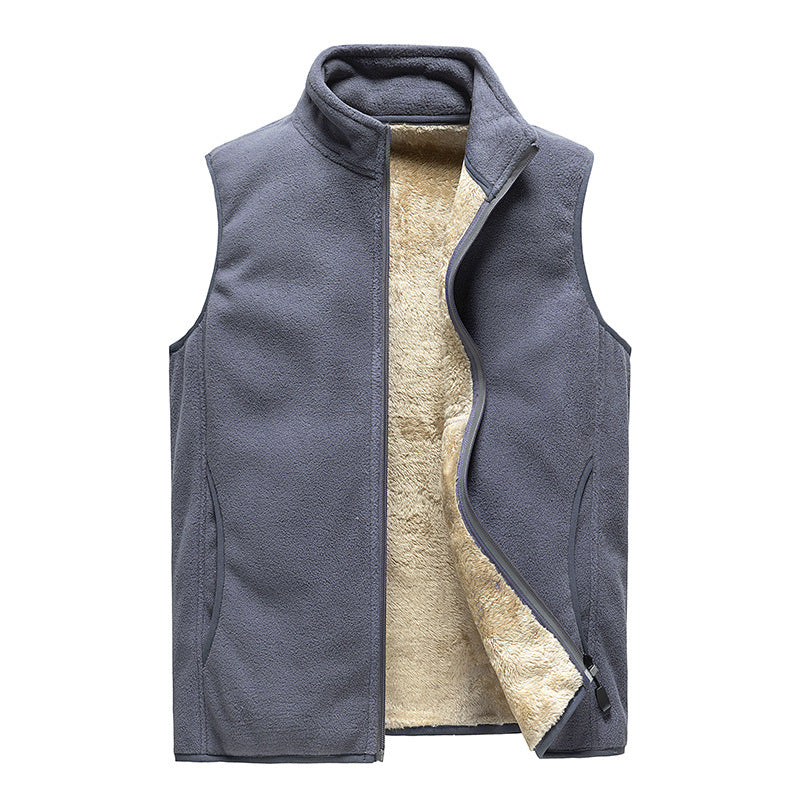 😍【M-SXL】Vestă de iarnă din cașmir pentru bărbați, cu căptușeală din fleece – călduroasă și confortabilă