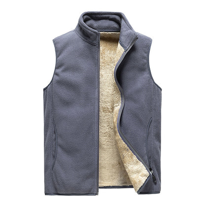 😍【M-SXL】Vestă de iarnă din cașmir pentru bărbați, cu căptușeală din fleece – călduroasă și confortabilă