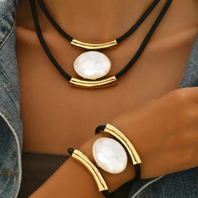 ✨🔥【Kup 1, otrzymaj 1】Zestaw naszyjnika i bransoletki w stylu boho z kamieniami 