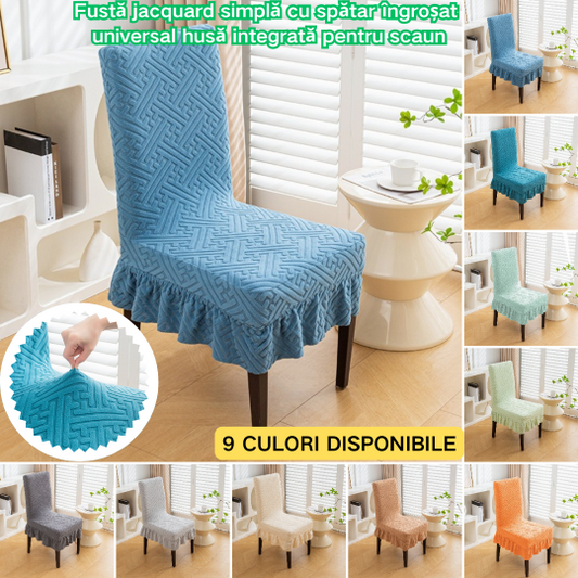 🌈【9 CULORI DISPONIBILE】✨🪑Fustă jacquard simplă cu spătar îngroșat  universal husă integrată pentru scaun