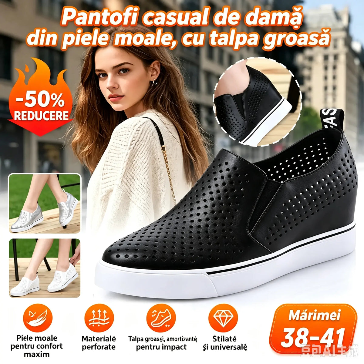 🔥【34-41】🔥 Pantofi casual de vară pentru femei, noi, pentru sezonul 2026, din piele moale și cu talpă tip platformă.