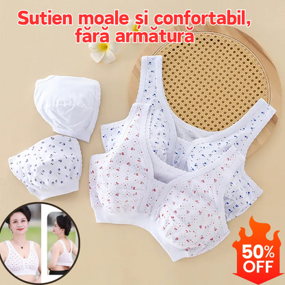 [Set de 4 piese] Set de lenjerie intimă format din 8 piese, stil vestă mică din bumbac, pentru femei de vârstă mijlocie și în vârstă, mărimi mari