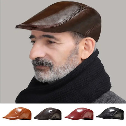 🎩 Beretă retro din piele pentru bărbați, de calitate premium✨