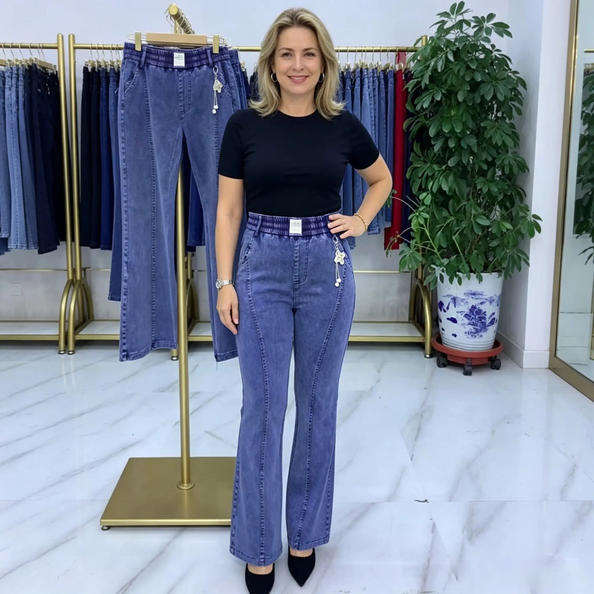 👖【calitate superioară】blugi damă la modă, cu talie înaltă și elasticitate ridicată