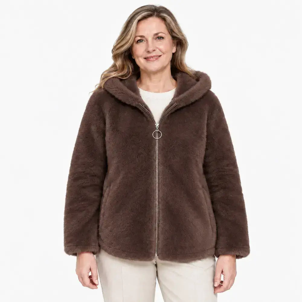 🔥【M-7XL】Jachetă de iarnă din fleece pentru femei – groasă, reversibilă, cu glugă, izolată termic, cu fermoar.