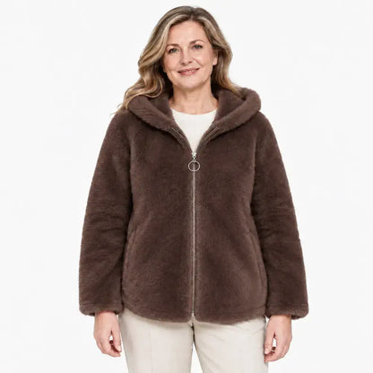 🔥【M-7XL】Jachetă de iarnă din fleece pentru femei – groasă, reversibilă, cu glugă, izolată termic, cu fermoar.