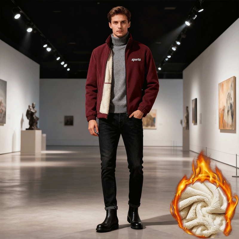 ⛄【Размери M-5XL】Нова мъжка дебела аksamitена kurtka с ягненски мех, за есен и зима