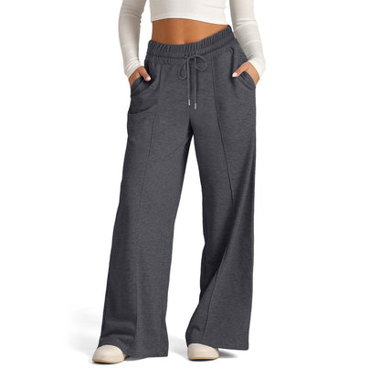 🎁Pantaloni de damă uni, cu talie subțire și croi larg🔥
