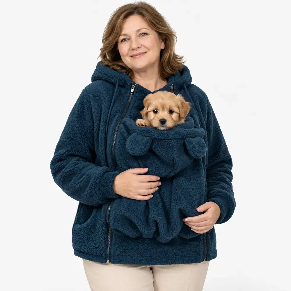 🧸❄️ Jachetă moale din fleece tip „teddy”– ia-ți cu tine bebelușul sau câinele!
