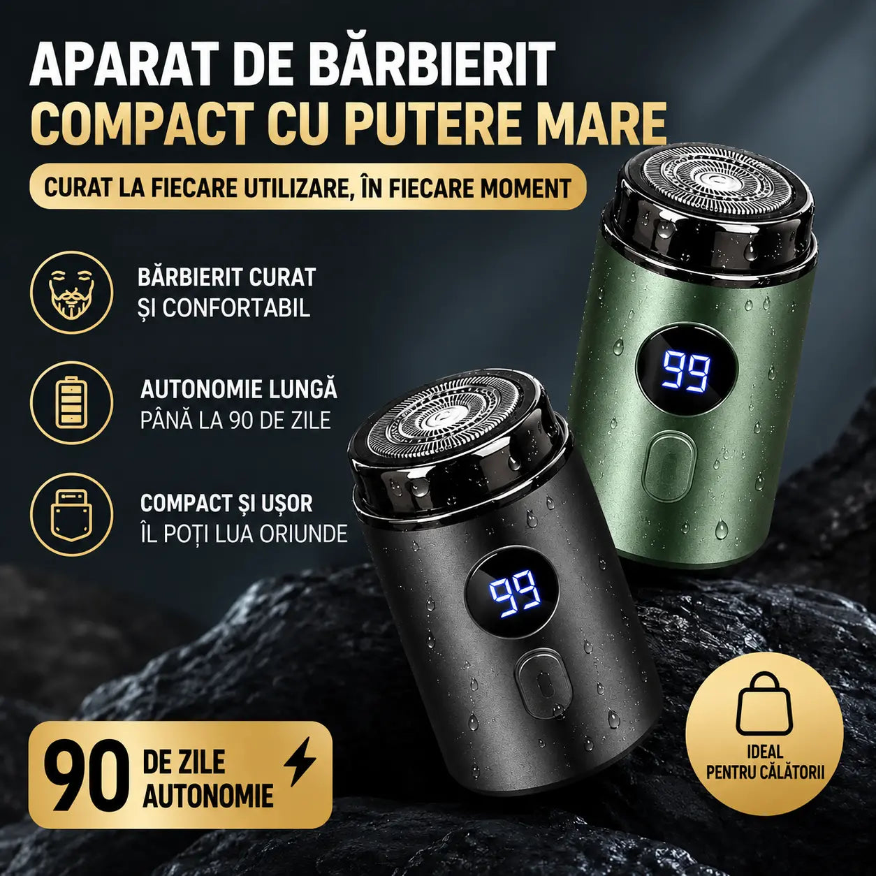 🔥Ofertă specială: 50% REDUCERE🔥 Mini aparat de ras electric puternic pentru bărbați, cu afișaj digital