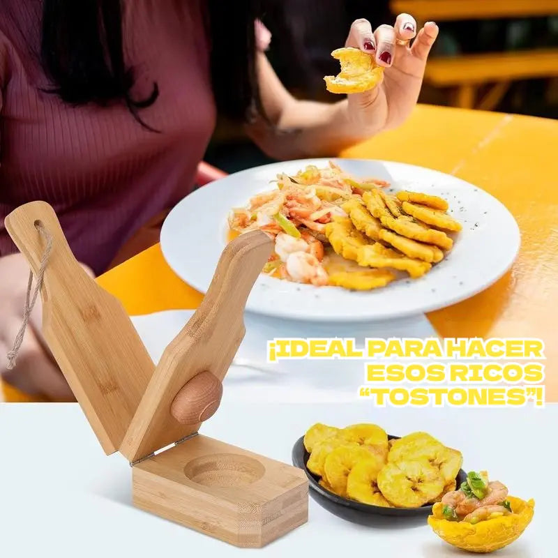 🍌 Presă 2 în 1 din lemn pentru banane plantain