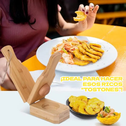 🍌 Presă 2 în 1 din lemn pentru banane plantain