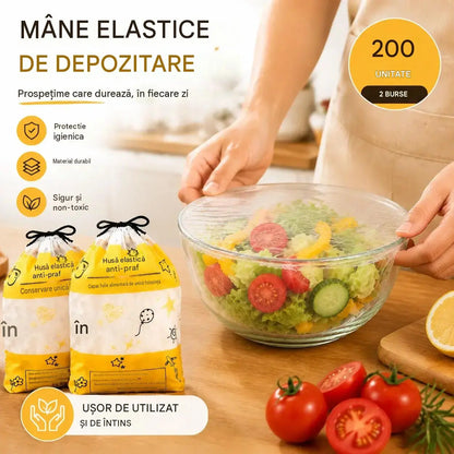 【2 pungi, 200 bucăți】Huse de unică folosință pentru păstrarea prospețimii, din material de uz alimentar