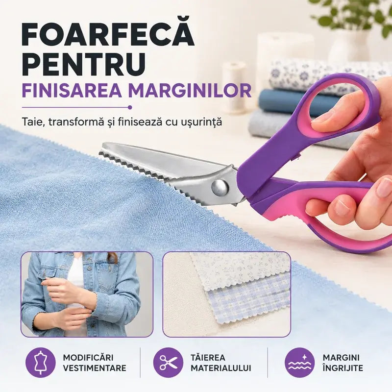 ✂️ Taie impecabil și previne deșirarea materialelor! Foarfecă profesională ZIG-ZAG / Valuri pentru croitorie și lucru manual! ✨