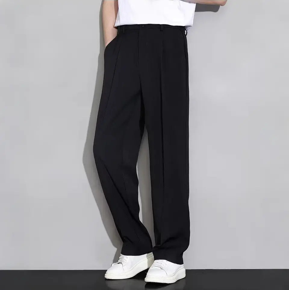 🆒👖 50% reducere🔥【4-120kg】Pantaloni largi de vară pentru bărbați, din mătase glacială, cu uscare rapidă, pantaloni lejeri, drepți și casual