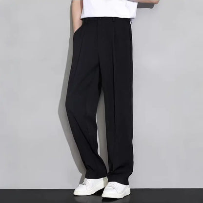🆒👖 50% reducere🔥【4-120kg】Pantaloni largi de vară pentru bărbați, din mătase glacială, cu uscare rapidă, pantaloni lejeri, drepți și casual