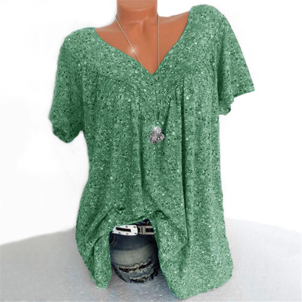 ✨【S-5XL】Tricou de vară pentru femei cu mânecă scurtă și decolteu în V