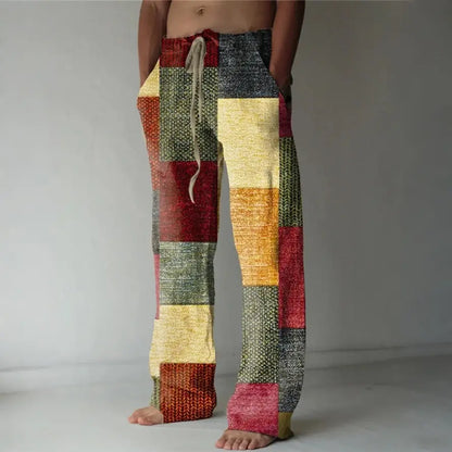🔥👖【S-6XL】Pantaloni bărbătești cu croi larg din bumbac și in, mărimi mari, în stil boem casual