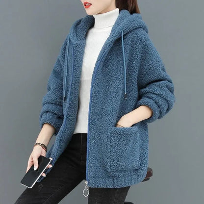 🔥✨【M-4XL】Palton de damă din lână și fleece, cu glugă – modă nouă pentru iarna 2026
