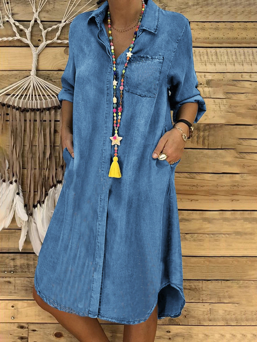 👘50% reducere🔥【40-120 kg】Rochie de damă din denim pentru femei supraponderale 2026, casual, rochie casual