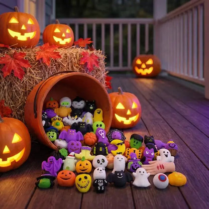 Set de 50 de jucării antistres – 159 lei 🎃 Tematică de Halloween, în formă de plăcinte drăguțe cu dovleci și fantome