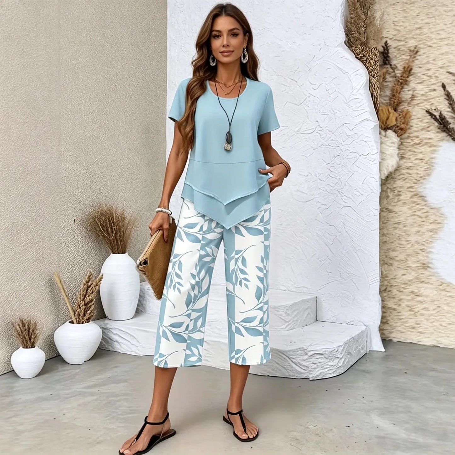 ✨✨【S-5XL】| Set Fresh Breeze din 2 piese | Set de vară multicolor, ușor și elegant