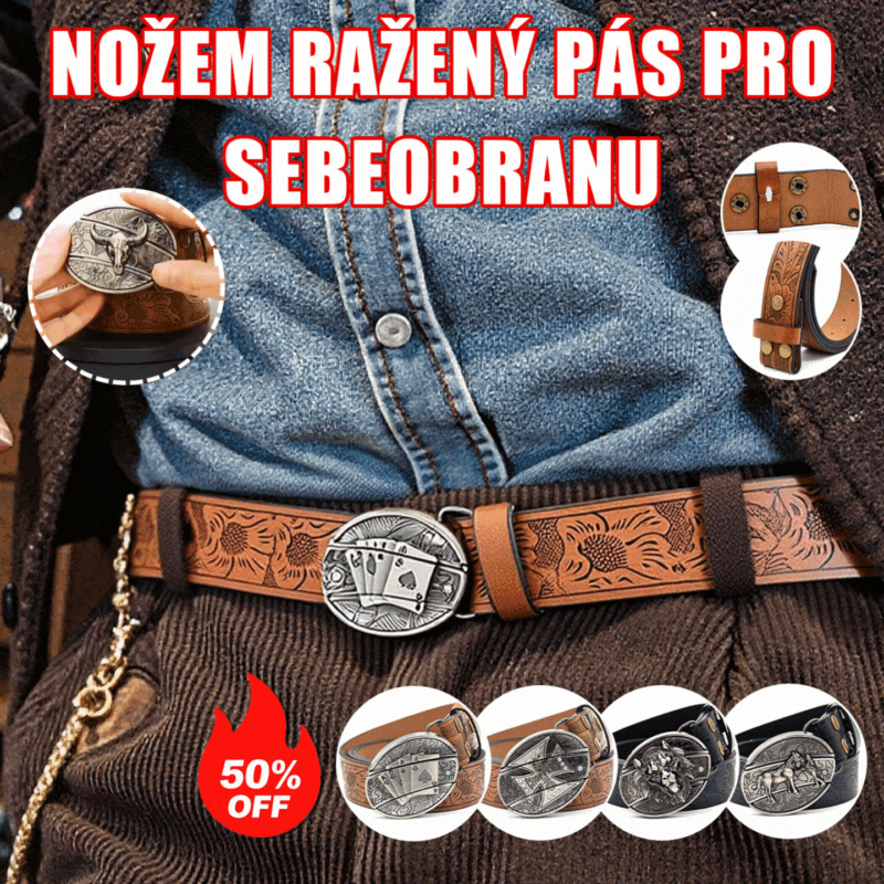 🆒🎁【Cumperi 1, primești 1 gratuit】👍Curea bărbătească cu model în relief și cuțit încorporat