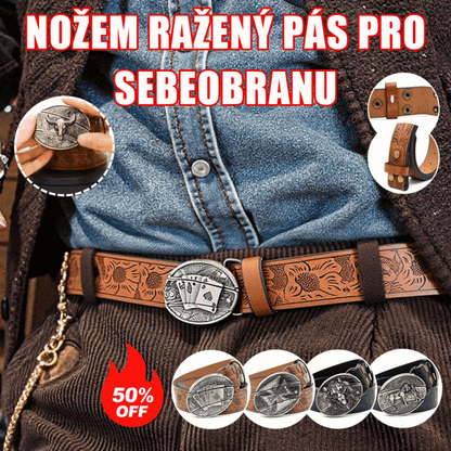 🆒🎁【Cumperi 1, primești 1 gratuit】👍Curea bărbătească cu model în relief și cuțit încorporat