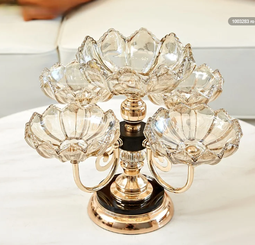 Farfurie cu fructe de uz casnic multistrat din sticlă de cristal europeană-3870415