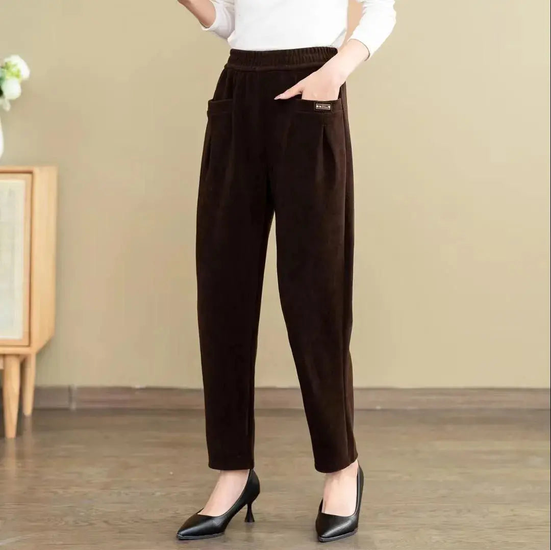 🔥 Pantaloni casual din catifea raiată de bumbac pur pentru femei