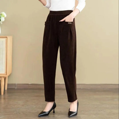 🔥 Pantaloni casual din catifea raiată de bumbac pur pentru femei