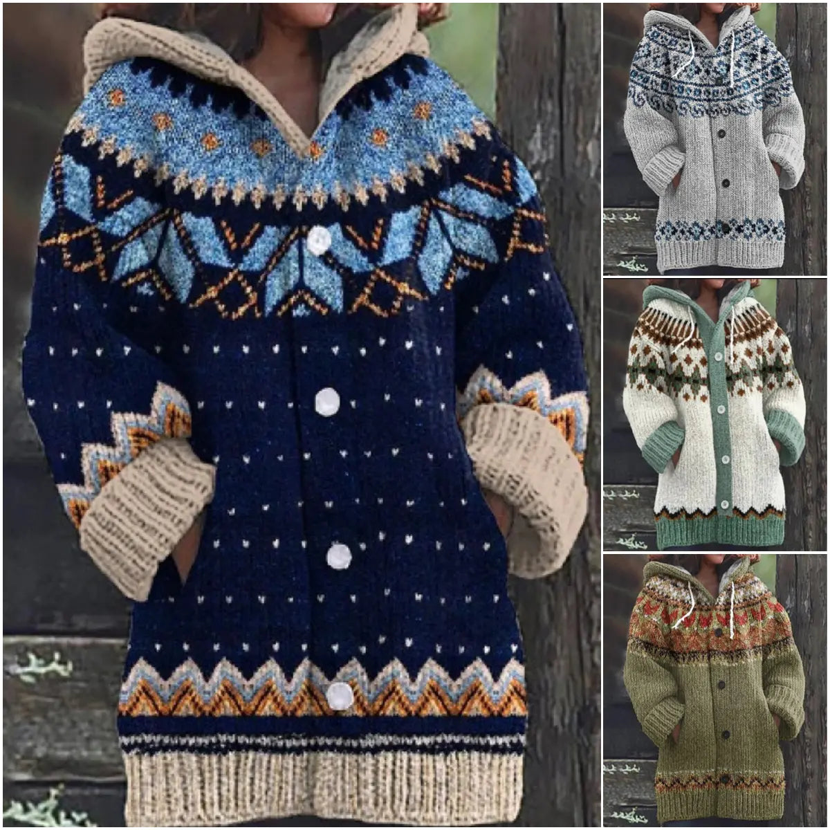 🔥🔥【S~5XL】✨ Jachetă nouă tricotată cu glugă, în mai multe culori, pentru toamnă/iarnă
