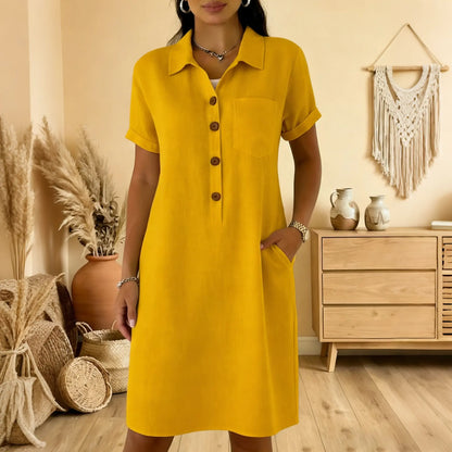 ⏳ Ofertă limitată! ⏰🍋【40-100 kg】Rochie de damă din bumbac cu buzunare