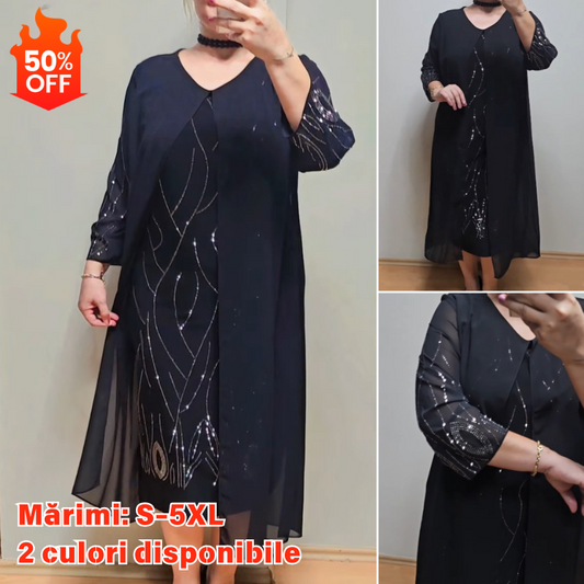 🔥Časově omezený výprodej 🔥【S-5XL】Elegantní a módní midi šaty s tylovými rukávy 