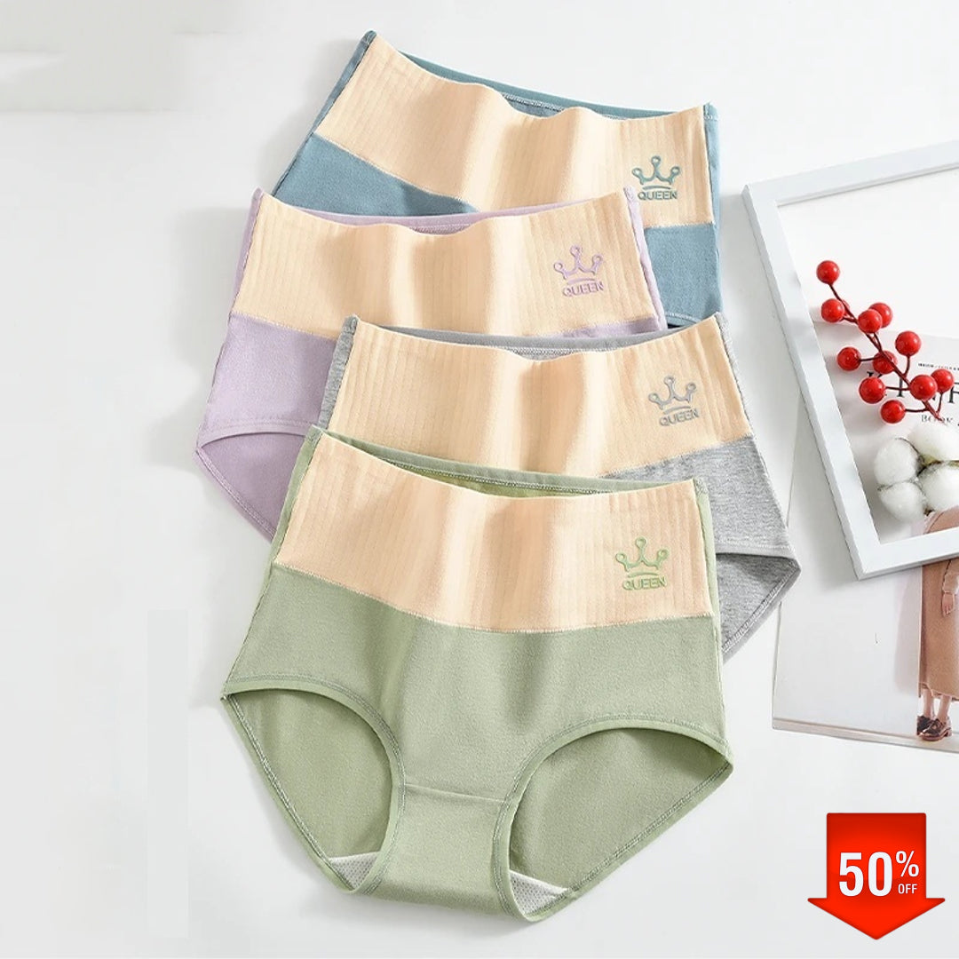 🌸Последен ден: 50% отстъпка – 【Купи 1, вземи 6】Памучни дамски бикини с висока талия и повдигащ ефект [40-100 кг]