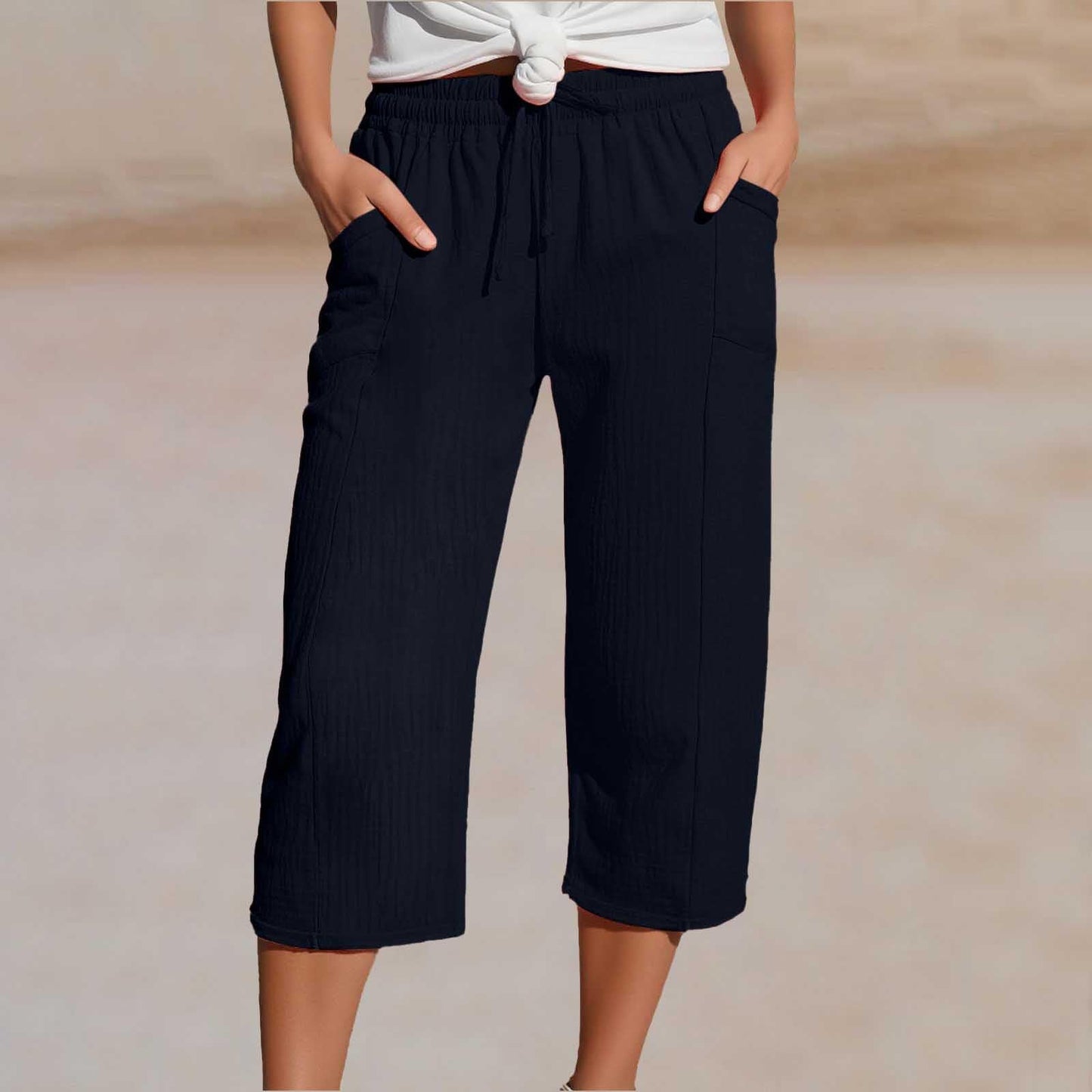 🌸 50% reducere 🔥 Pantaloni scurți uni din bumbac și in pentru femei (40-100 kg)