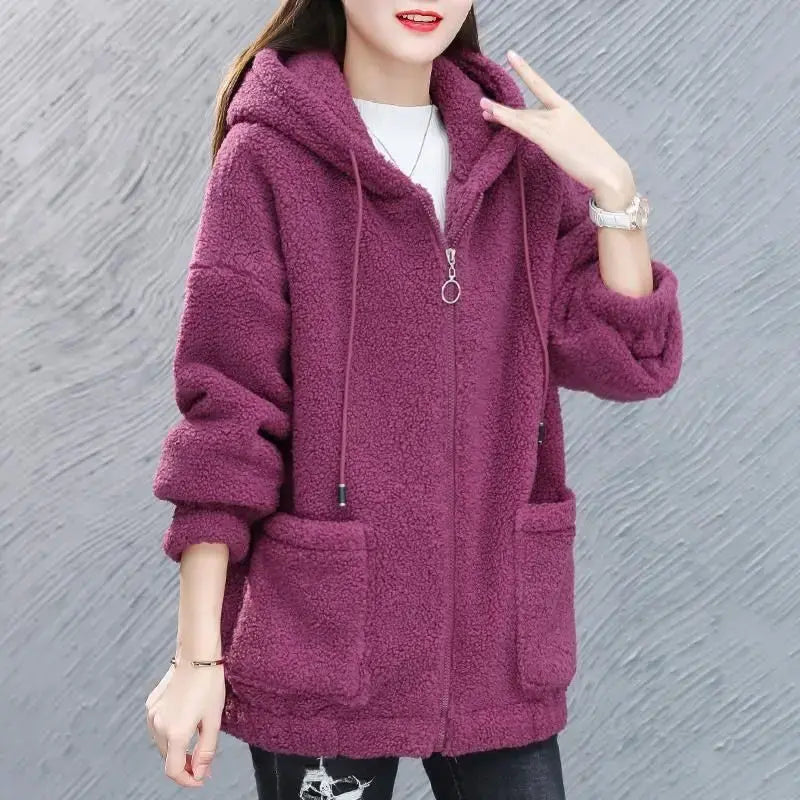 🔥✨【M-4XL】Palton de damă din lână și fleece, cu glugă – modă nouă pentru iarna 2026