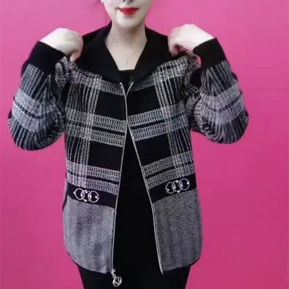 【30% OFF】🔥[M-4XL]🧥Nowa jesienno-zimowa kurtka z kapturem, gruba welurowa kratka