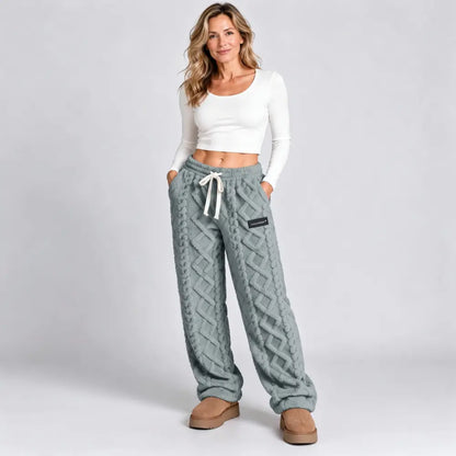 🔥【XS-2XL】Pantaloni groși și călduroși de toamnă/iarnă, cu croială lejeră, din material jacquard și cu căptușeală din fleece