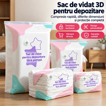 🧳【Set de 5 bucăți – 169 lei】💨 Sac mare de depozitare în vid: nu necesită pompă, etanș și ideal pentru economisirea spațiului în valiză și acasă ✈️
