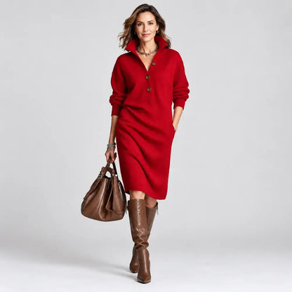 【S–3XL】Rochie tricotată modernă, cu guler, din noua colecție 2026