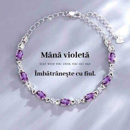 😀💜Brățară cu ametist mov, realizată din argint 925, 【Cutie cadou inclusă】