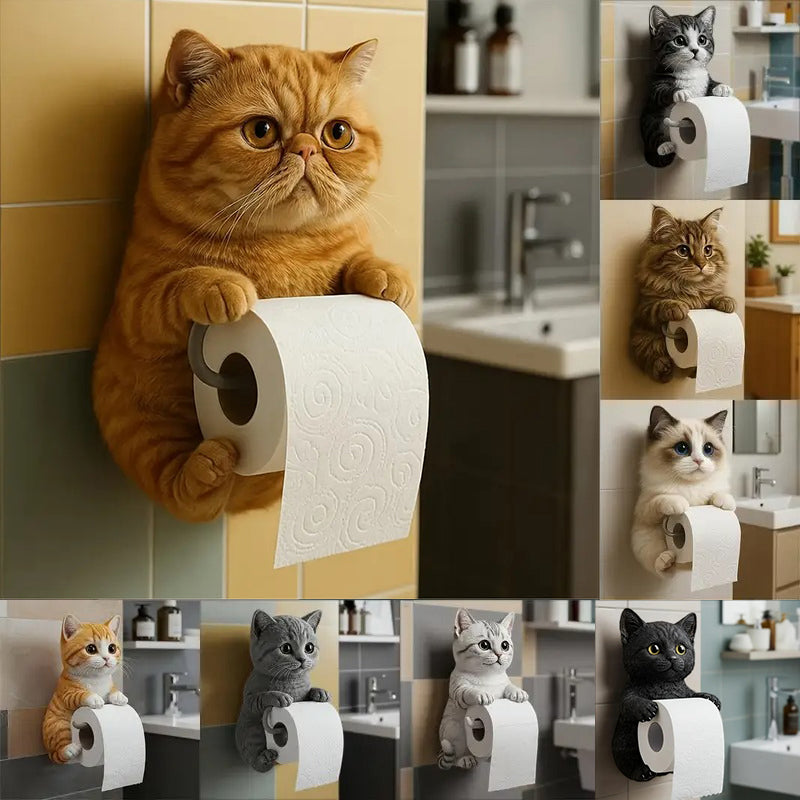 🐱【Výprodej】Držák na toaletní papír s motivem roztomilé kočky 