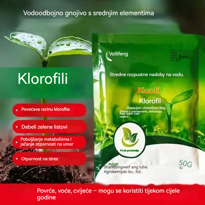 【50% POPUSTA】🌿🌿Vodikom topivo gnojivo bogato klorofilom za prihranu lišća cvijeća, voćki i povrća. Potiče rast korijena, razvoj sadnica i povećava prinos. Idealno vodotopivo poljoprivredno gnojivo.