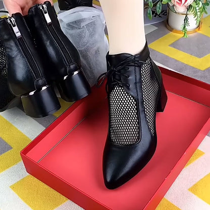 Ograniczona zniżka -50%💥【35-40】Modne damskie buty sznurowane z siateczki na średnim obcasie 