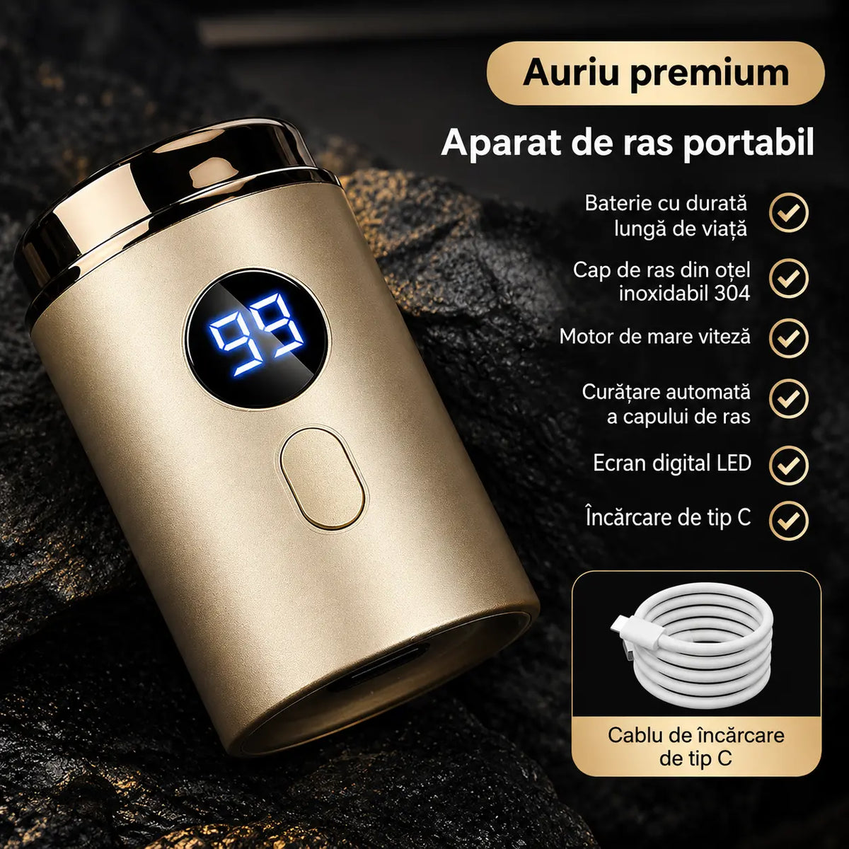 🔥Ofertă specială: 50% REDUCERE🔥 Mini aparat de ras electric puternic pentru bărbați, cu afișaj digital