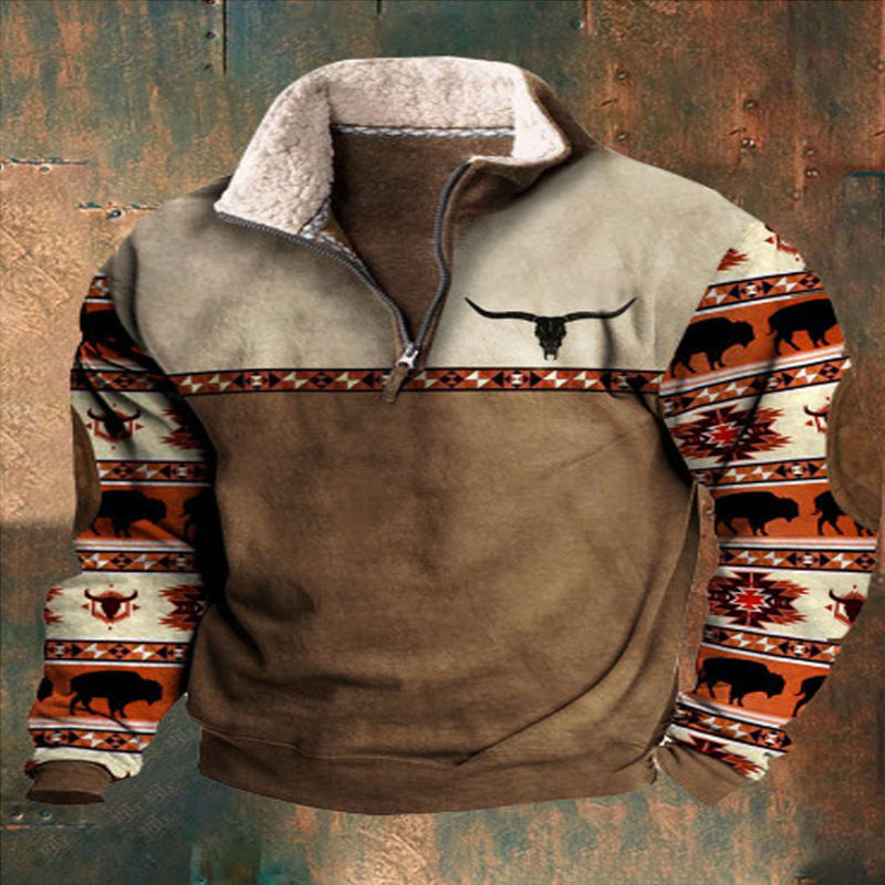 👕【35% ОТСТЪПКА】【S-4XL】2025 Есенно-зимен мъжки моден, топъл пуловер с дълъг ръкав и 3D щампа