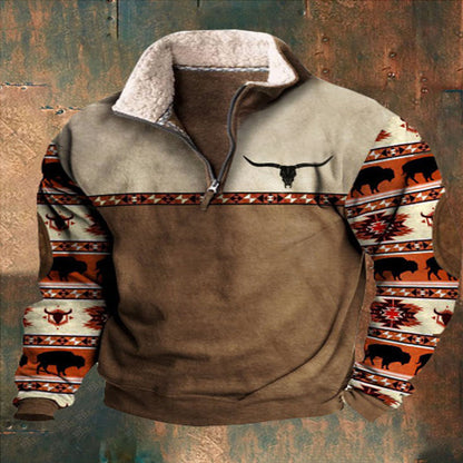 👕【35% ОТСТЪПКА】【S-4XL】2025 Есенно-зимен мъжки моден, топъл пуловер с дълъг ръкав и 3D щампа